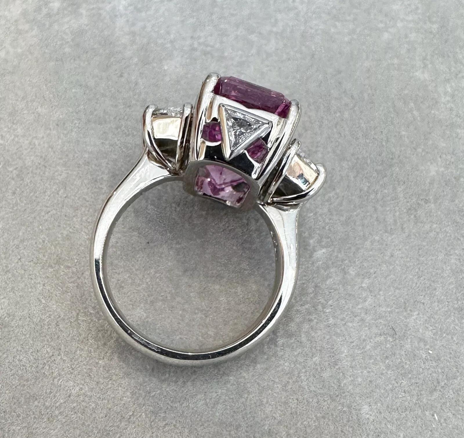 GIA 17.47 carats Pink Topaz and Diamond Ring in Platinum For Sale 3