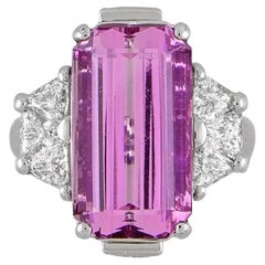 Bague en platine avec topaze rose de 17,47 carats et diamants certifiés GIA