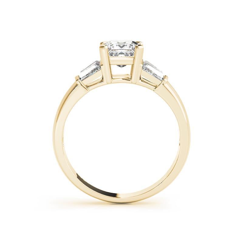 GIA 1.74ct Princess Channel Baguette & Solitaire Bague diamant en or jaune 18K Neuf - En vente à New York, NY