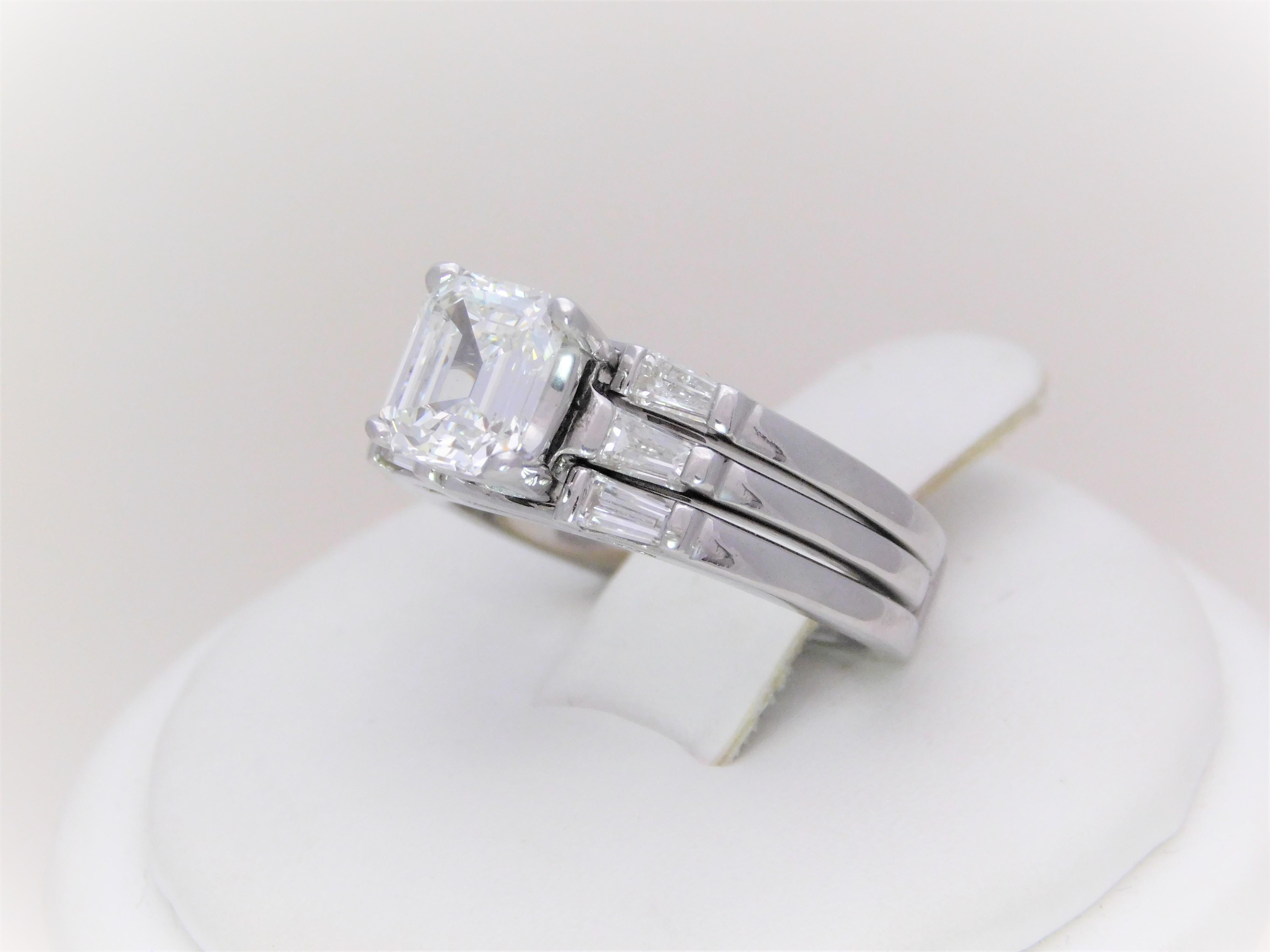 GIA 1.75 Carat Asscher Diamond Engagement Ring with Matching Enhancer 4