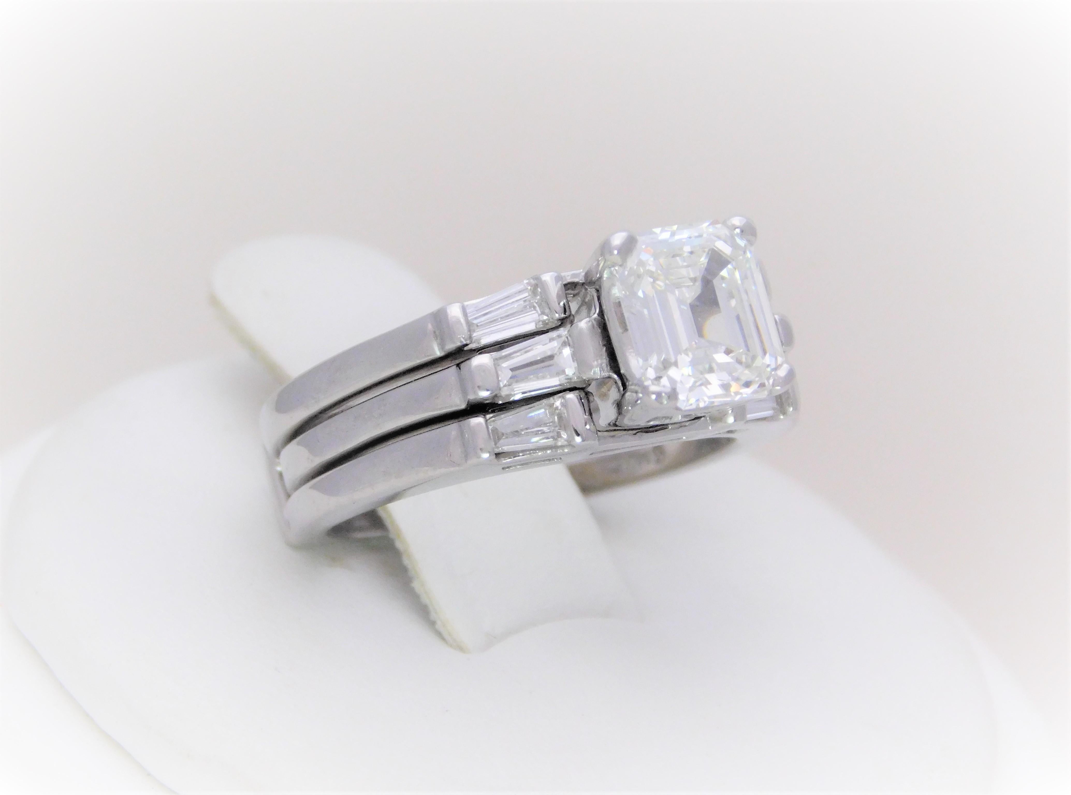 GIA 1.75 Carat Asscher Diamond Engagement Ring with Matching Enhancer 5