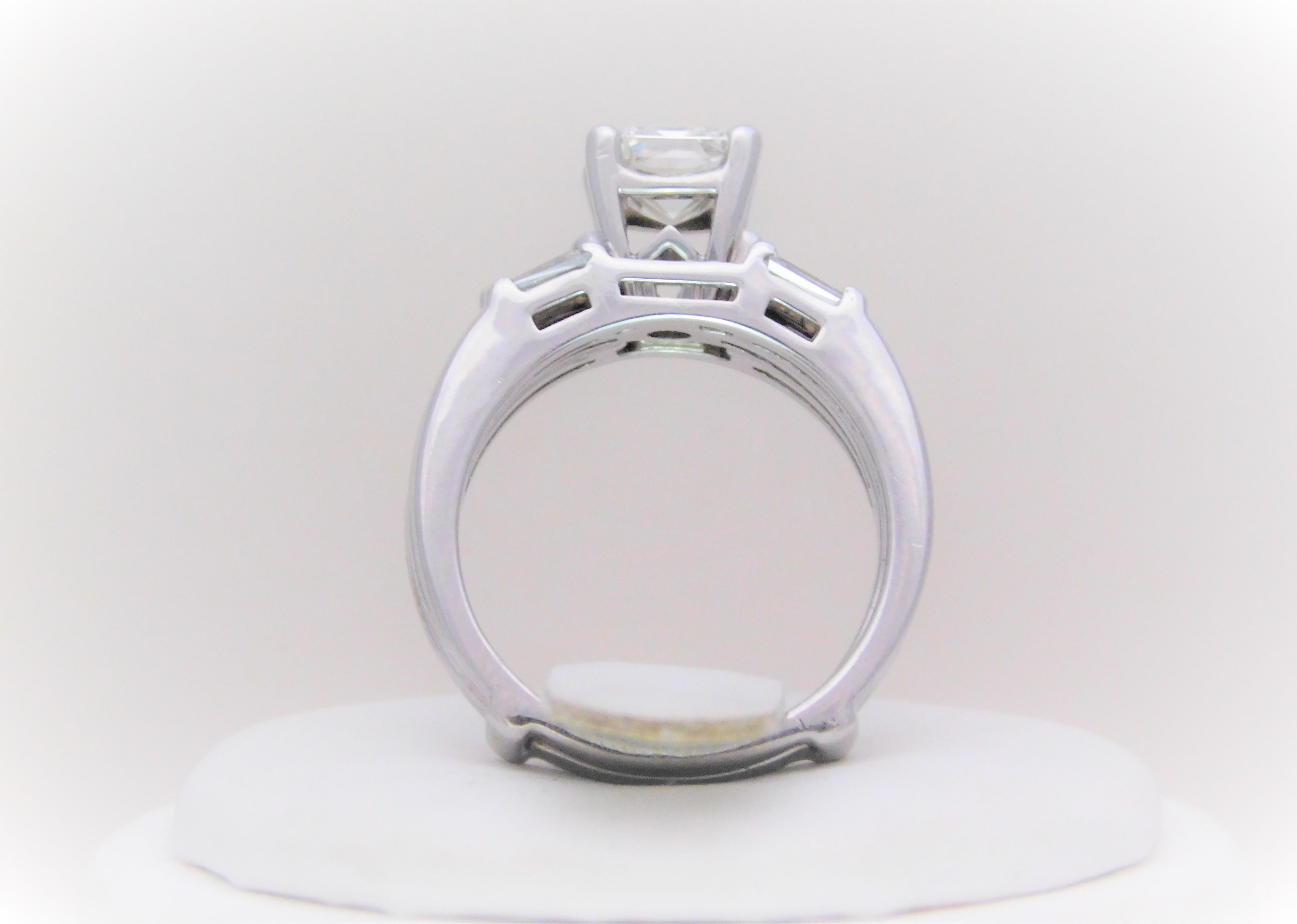 GIA 1.75 Carat Asscher Diamond Engagement Ring with Matching Enhancer 6