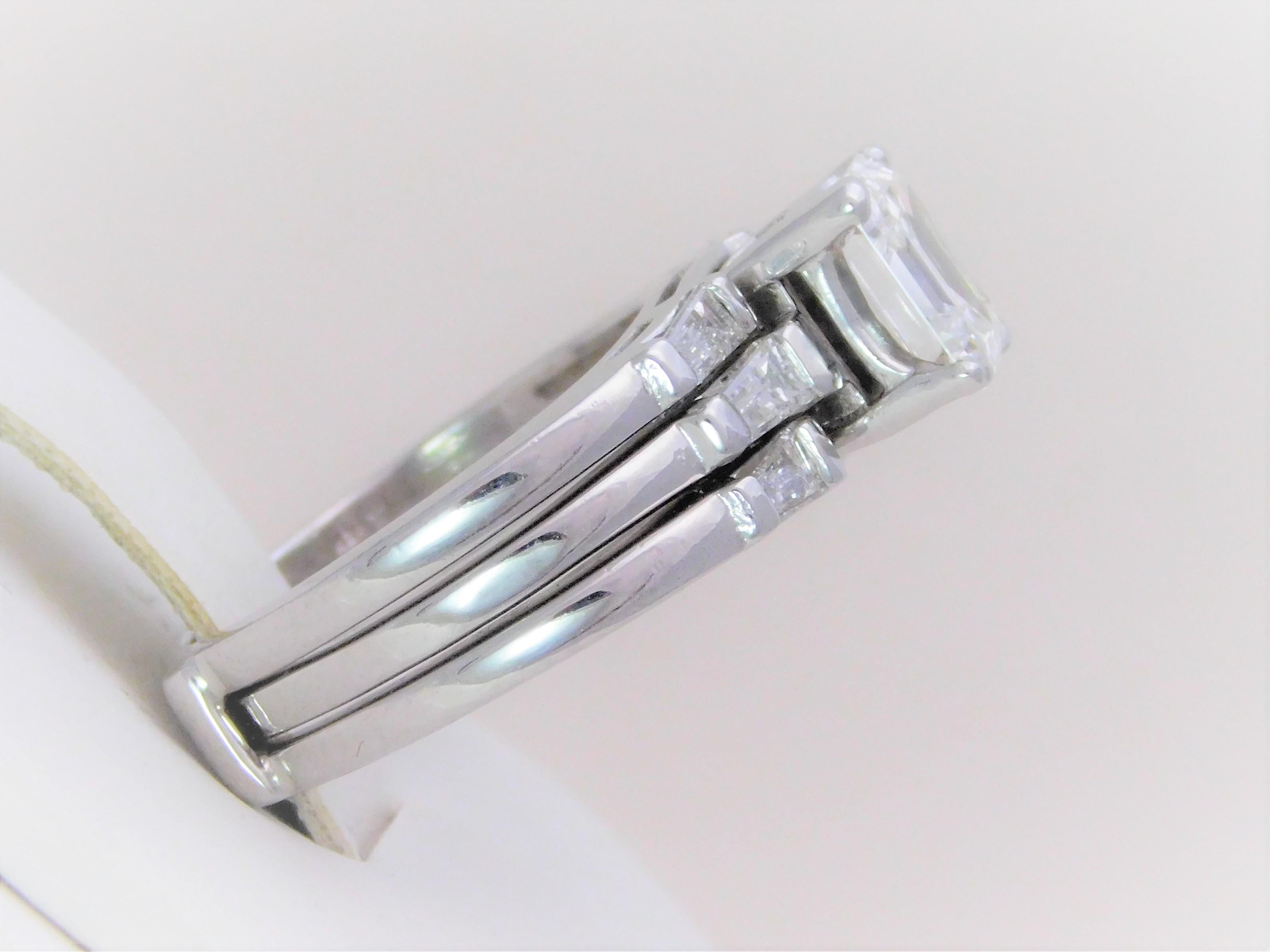 GIA 1.75 Carat Asscher Diamond Engagement Ring with Matching Enhancer 7
