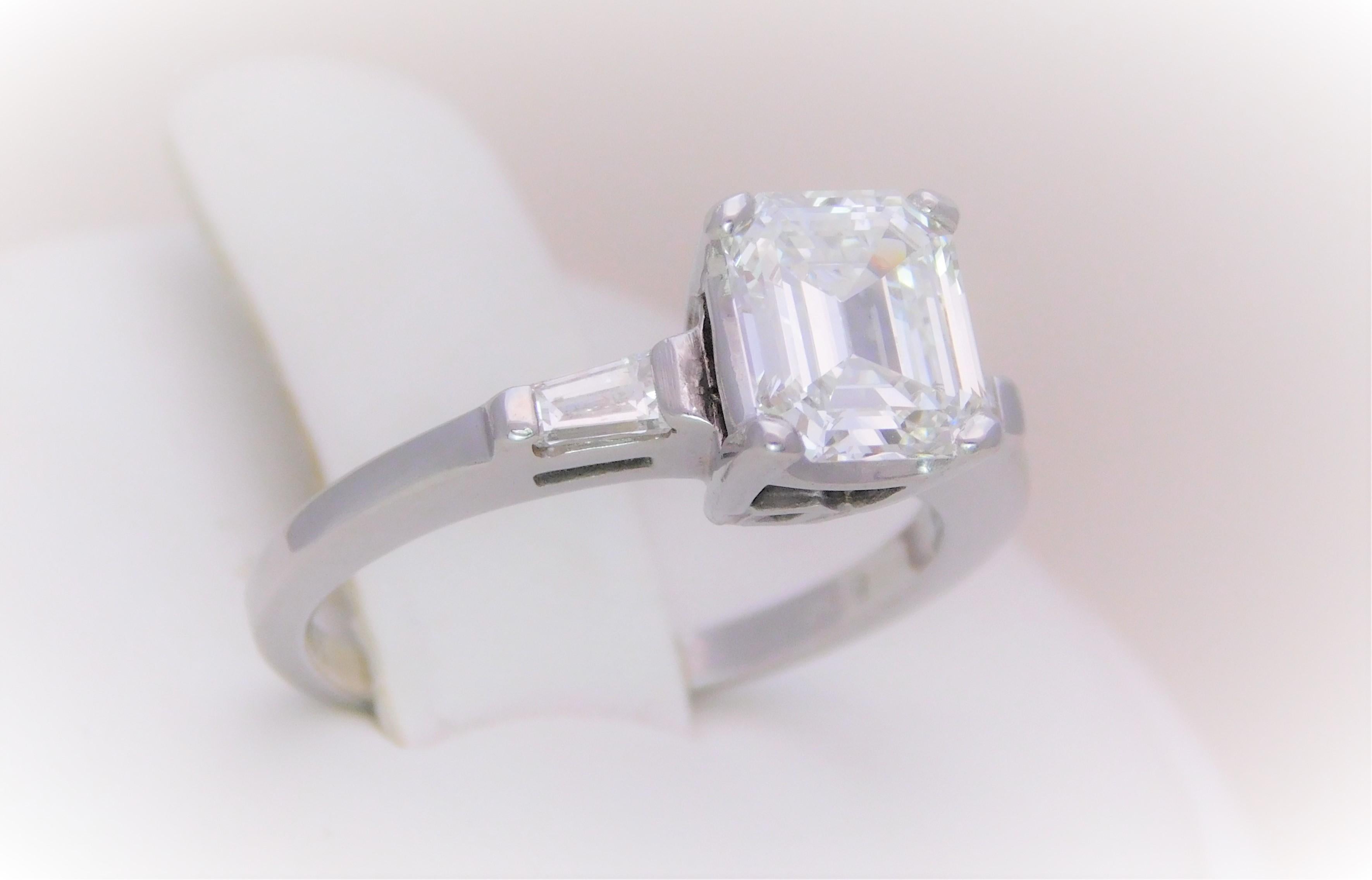 GIA 1.75 Carat Asscher Diamond Engagement Ring with Matching Enhancer 9