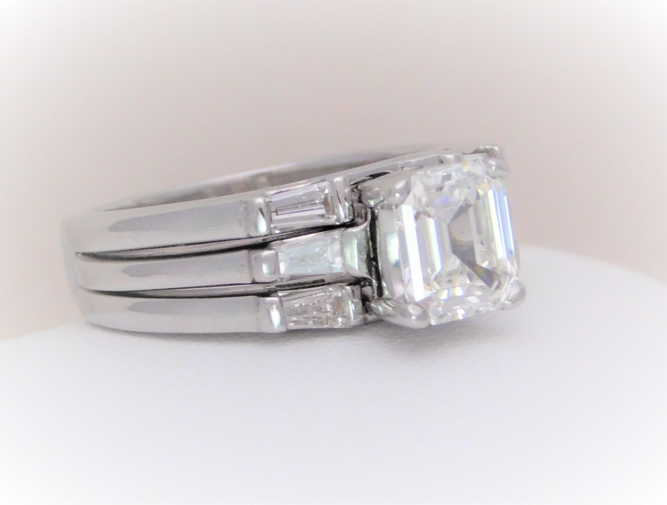 GIA 1.75 Carat Asscher Diamond Engagement Ring with Matching Enhancer 13