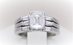 GIA 1.75 Carat Asscher Diamond Engagement Ring with Matching Enhancer