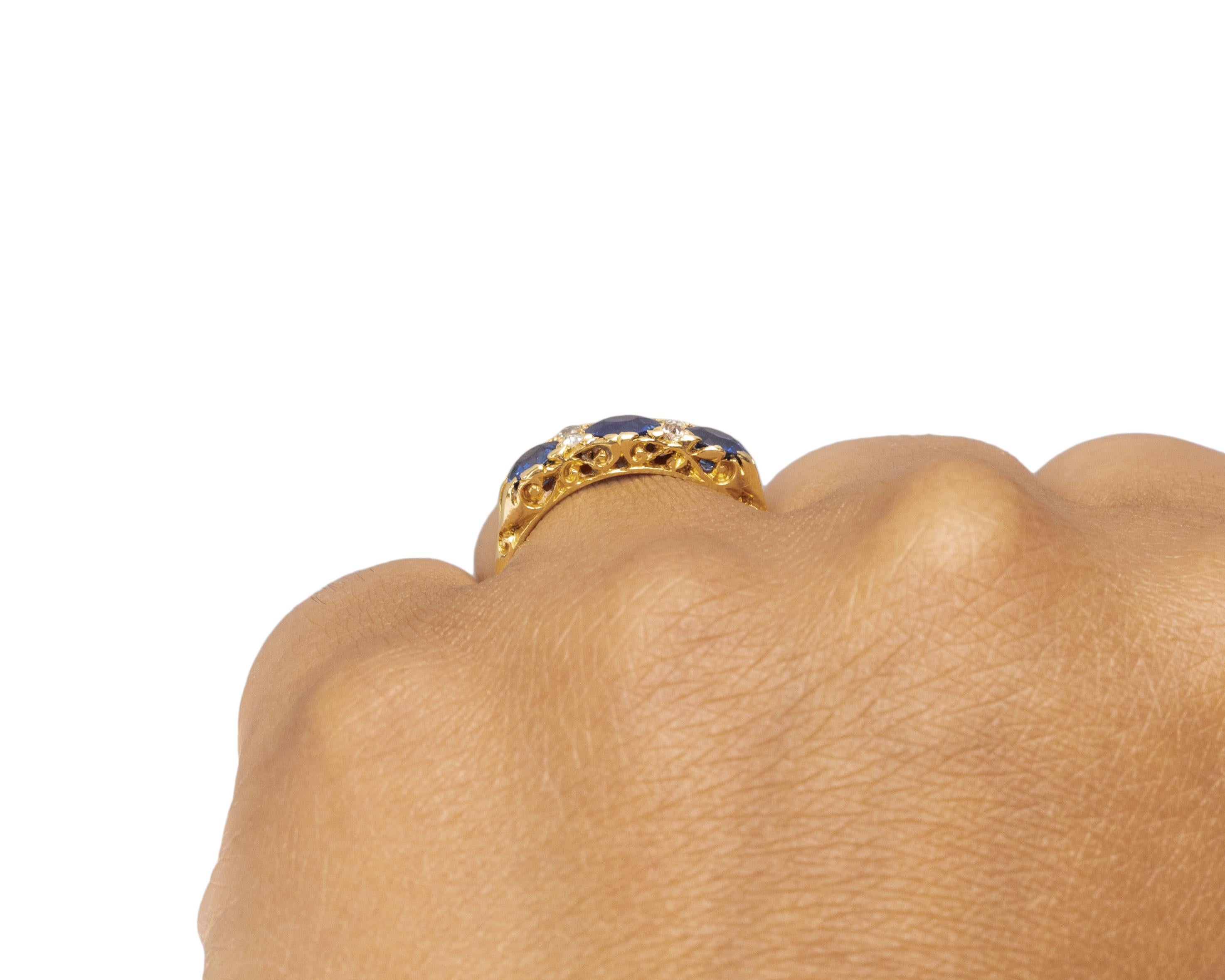 GIA 1.75 Carat Total Weight Edwardian Diamond 18 Karat Yellow Gold Ring For Sale 1