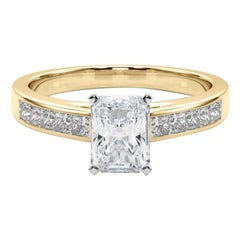 GIA 1.75ct Radiant Princess Channel Solitaire Center Yellow Gold Diamond Ring