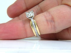 GIA 1.76 Carat J/SI Round Brilliant Diamond Bead Set Platinum and 18 Karat Ring