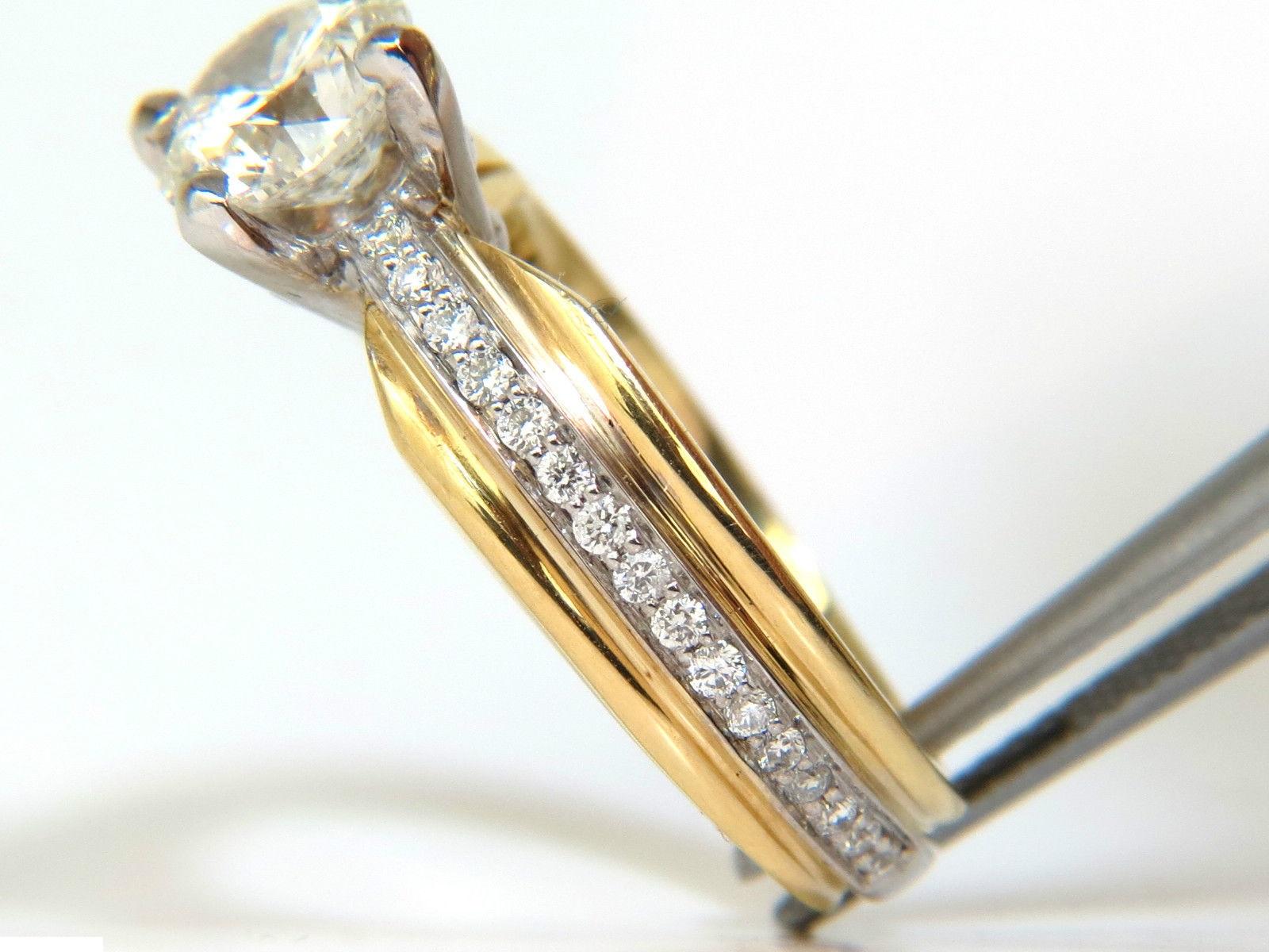 Women's or Men's GIA 1.76 Carat J/SI Round Brilliant Diamond Bead Set Platinum and 18 Karat Ring For Sale