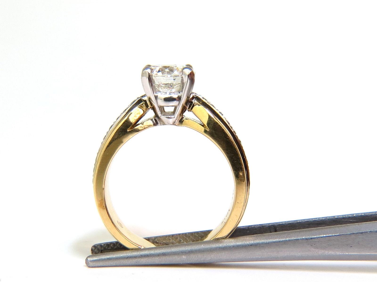 GIA 1.76 Carat J/SI Round Brilliant Diamond Bead Set Platinum and 18 Karat Ring For Sale 3