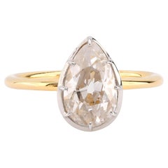 GIA 1.76 Carat Pear Shape Diamond 18K Yellow Gold Engagement Ring