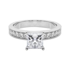 GIA 1,76 Karat Prinzessin Vintage Milgrain Kanal  Diamantring
