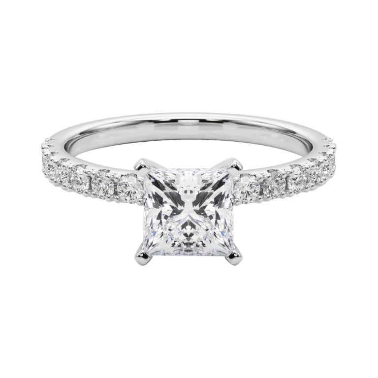 GIA 1,76ct Solitario Principessa con Mezza Eternità  Anello con diamante