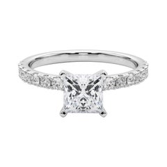 GIA 1,76ct Solitario Principessa con Mezza Eternità  Anello con diamante