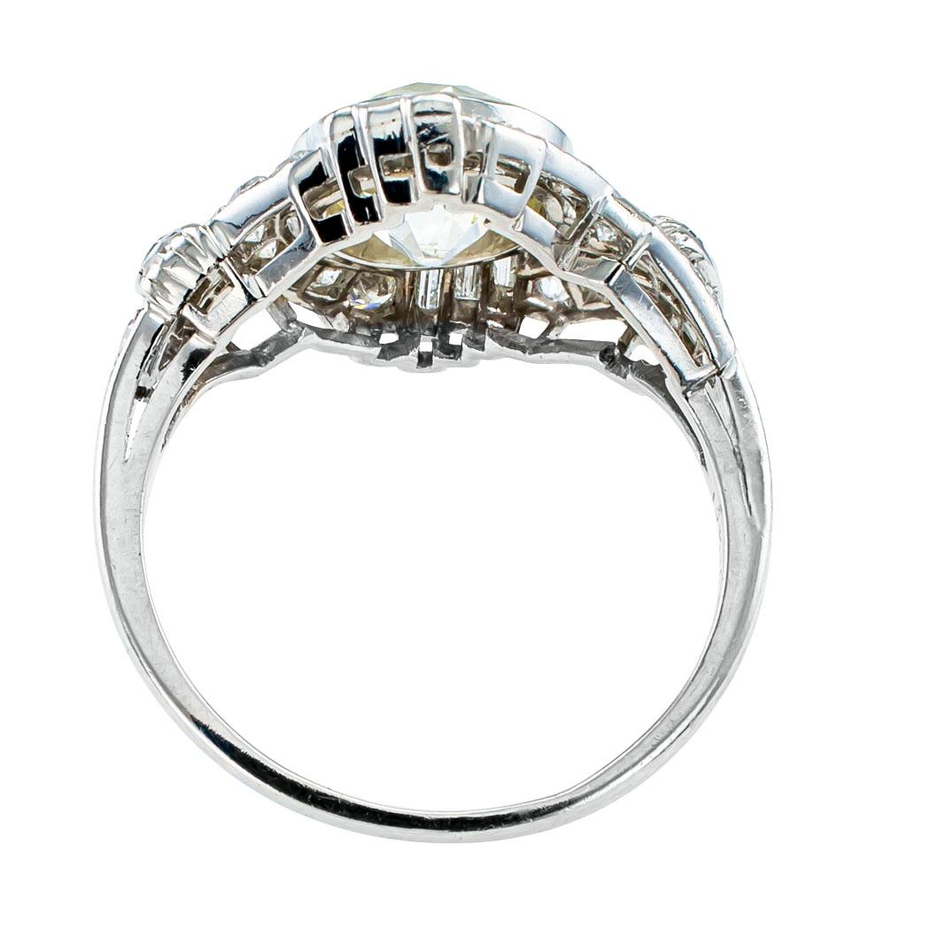 Women's GIA 1.77 Carat Diamond Art Deco Platinum Engagement Ring
