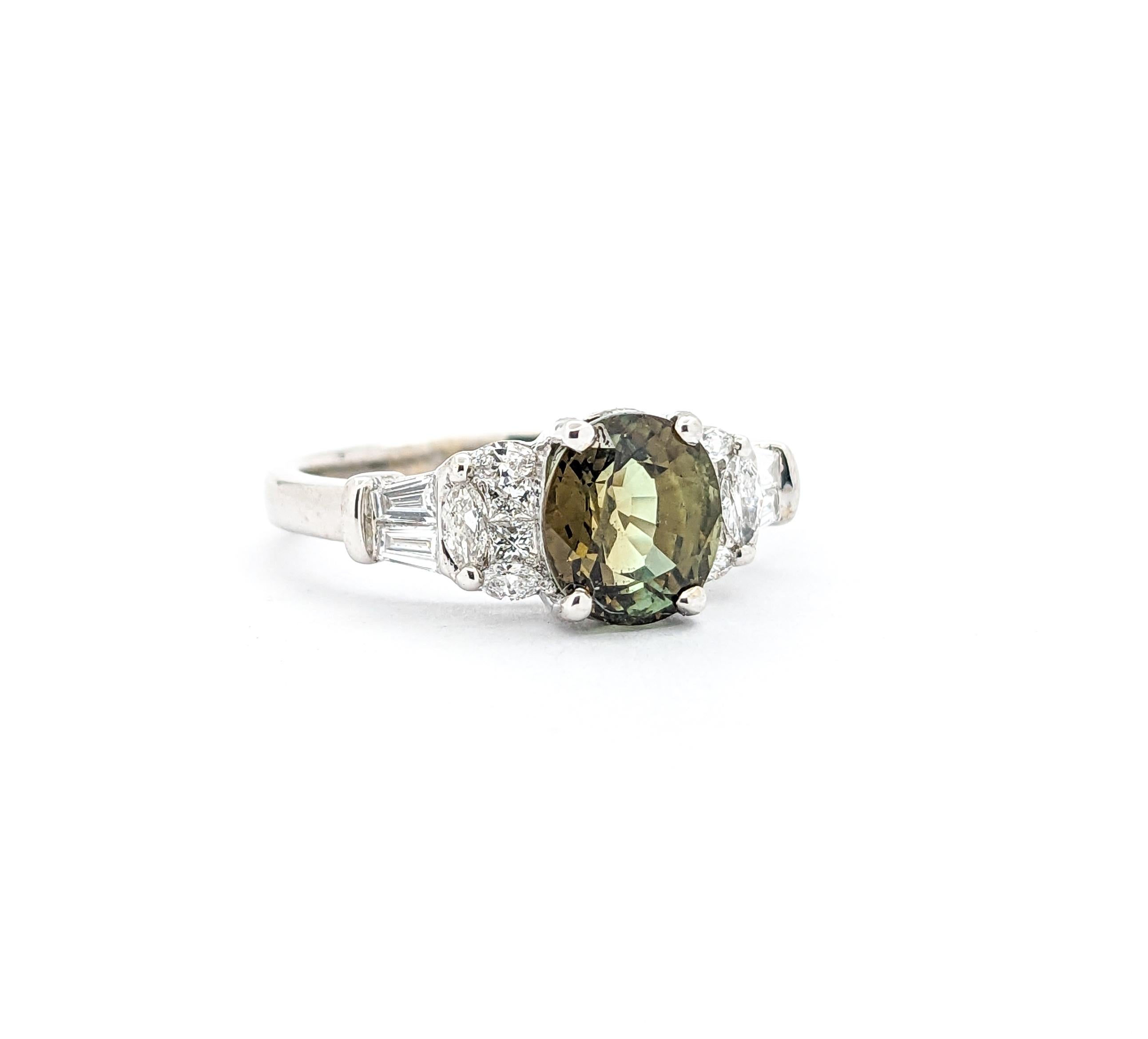 GIA 1.77ct Natural Alexandrite & .80ctw Diamond Ring In White Gold 2