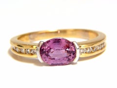 GIA 1.78 Carat Natural No Heat Bright Pink Sapphire Diamond Ring 18 Karat*