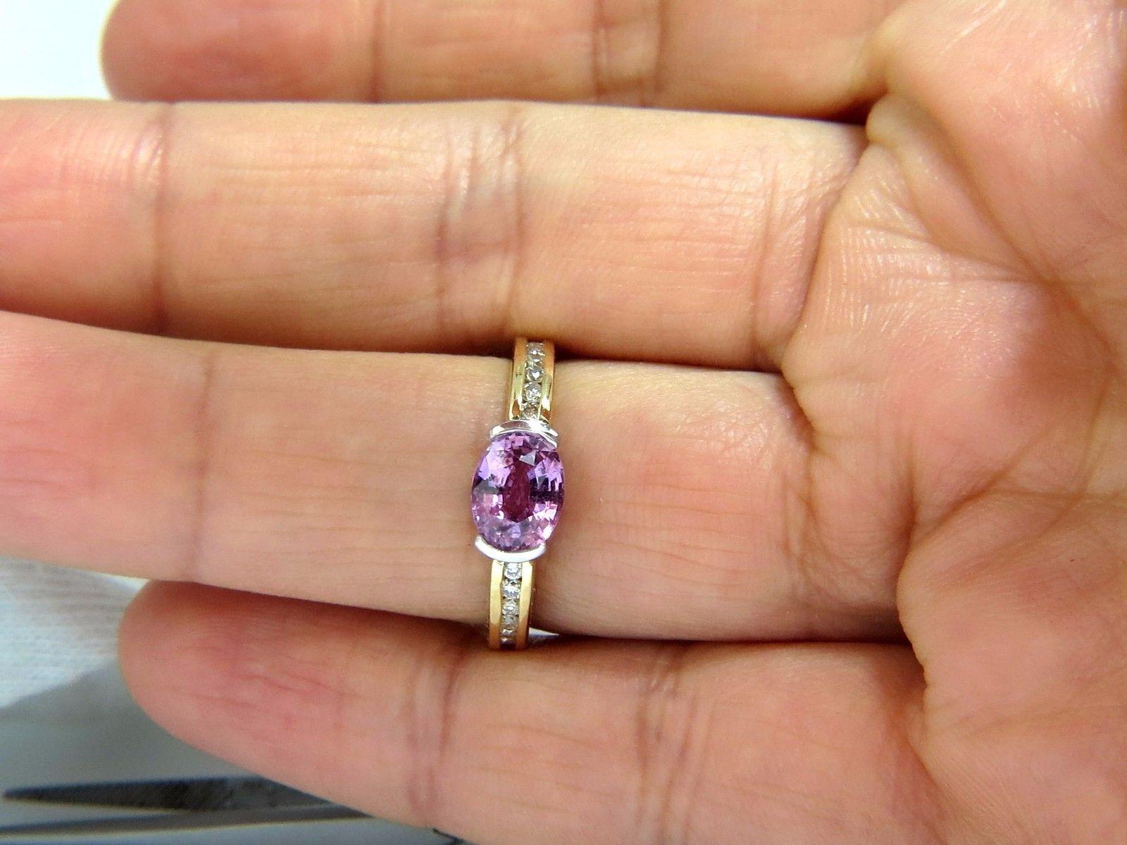 Oval Cut GIA 1.78 Carat Natural No Heat Bright Pink Sapphire Diamond Ring 18 Karat For Sale