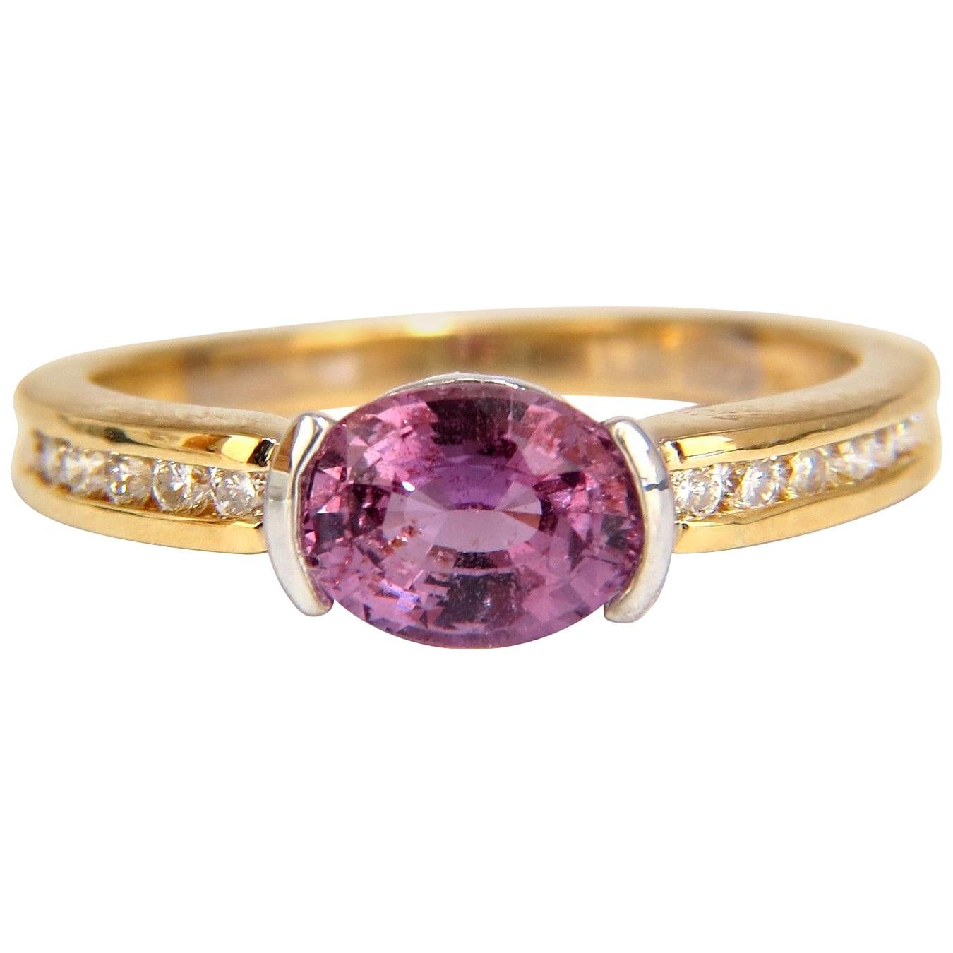 GIA 1,78 Karat Natürliche keine Hitze Bright Pink Sapphire Diamond Ring 18 Karat*