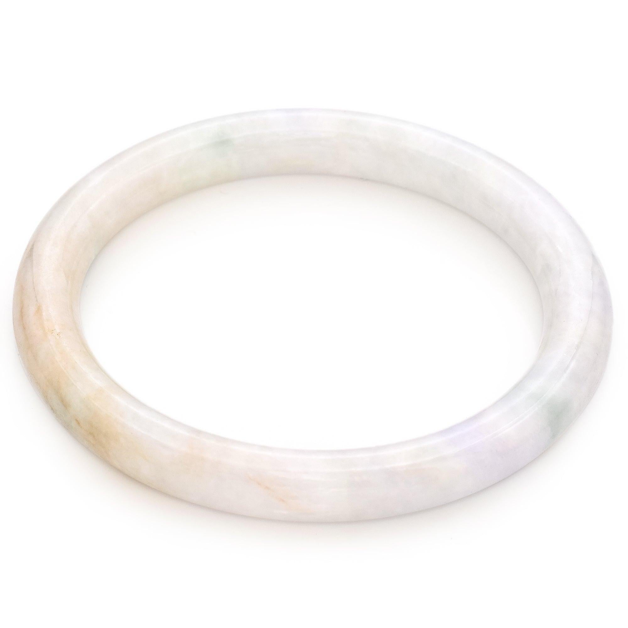 GIA 178.75Ct Translucent Mottled Light Gray Grade A Jadeite Jade Bangle Bracelet In Good Condition For Sale In New York, NY