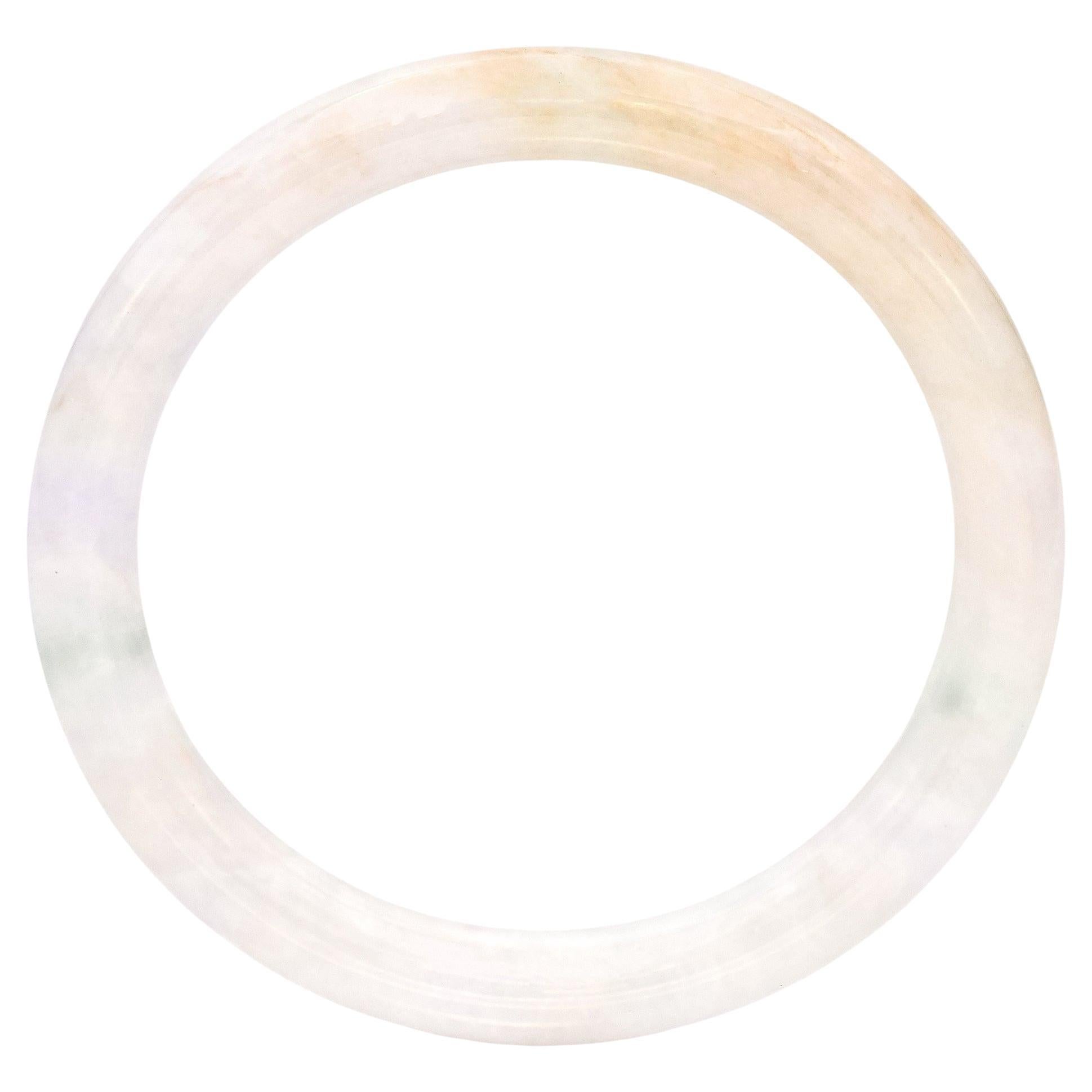 GIA 178.75Ct Translucent Mottled Light Gray Grade A Jadeite Jade Bangle Bracelet