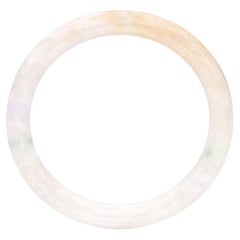 GIA 178.75Ct Translucent Mottled Light Gray Grade A Jadeite Jade Bangle Bracelet