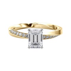 GIA 1.7ct Emerald Solitaire Twisted Square Band 18K Yellow Gold Diamond Ring