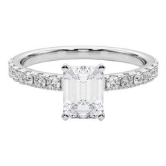 GIA 1,7ct Smeraldo solitario con mezza eternità in oro bianco 18K Anello di Diamanti