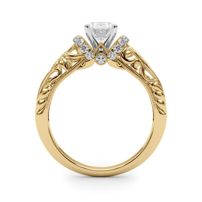GIA 1,7ct Anello con diamanti ovali Chevron Halo Floral Filigree in oro giallo 18K In condizioni Nuovo in vendita a New York, NY