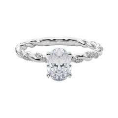 GIA 1.7ct Micro Pave ovale con fascia a treccia intrecciata  Anello con diamante