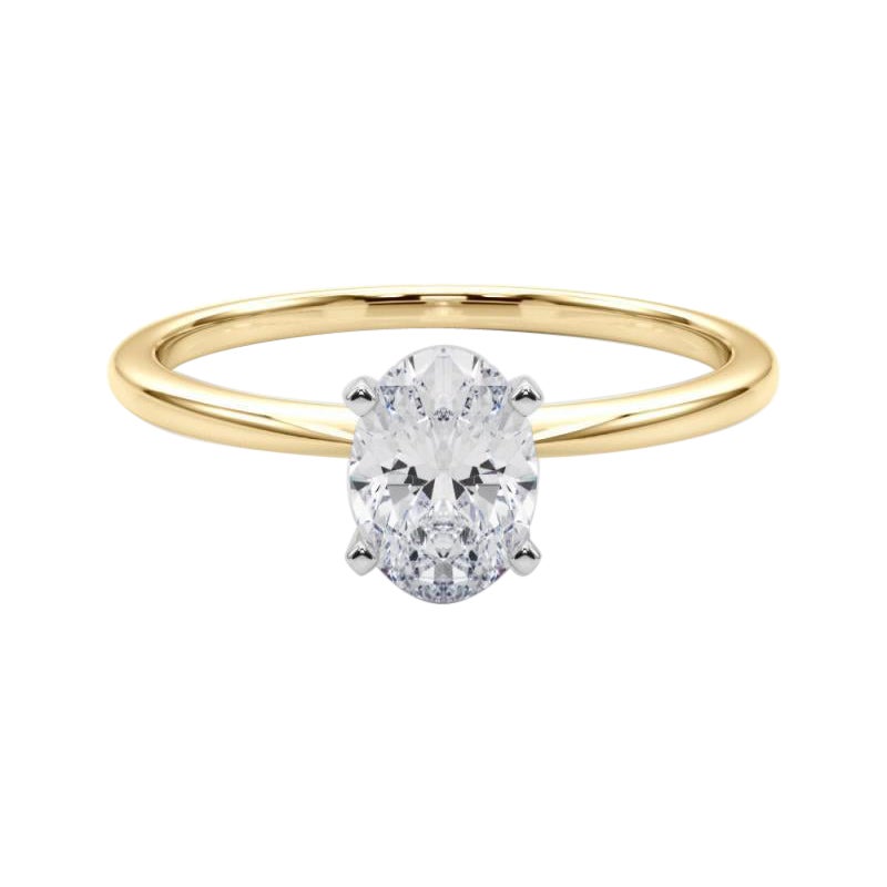 GIA 1,7ct Oval Prong Set Solitaire Slim Band in oro giallo 18K Diamond