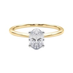 GIA 1,7ct Oval Prong Set Solitaire Slim Band in oro giallo 18K Diamond