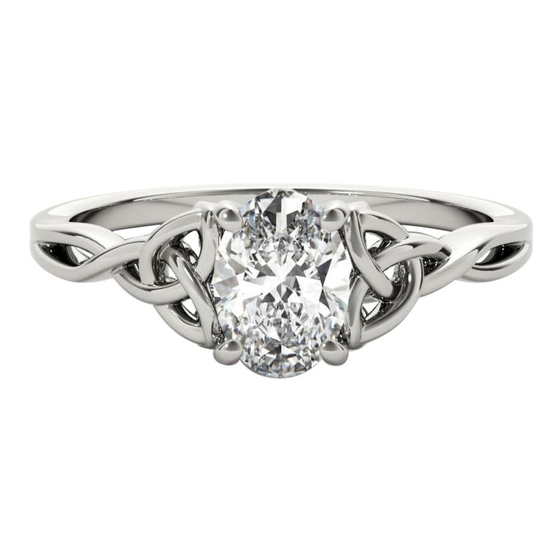 GIA 1,7ct Solitario ovale traforato con nodo celtico in oro bianco 18 carati