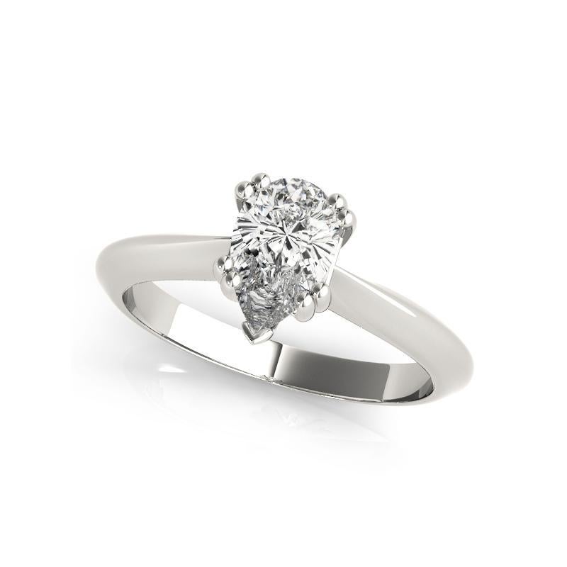 GIA 1,7ct Birne Solitär Double Prong Cathedral 18K Weißgold Diamantring im Zustand „Neu“ im Angebot in New York, NY