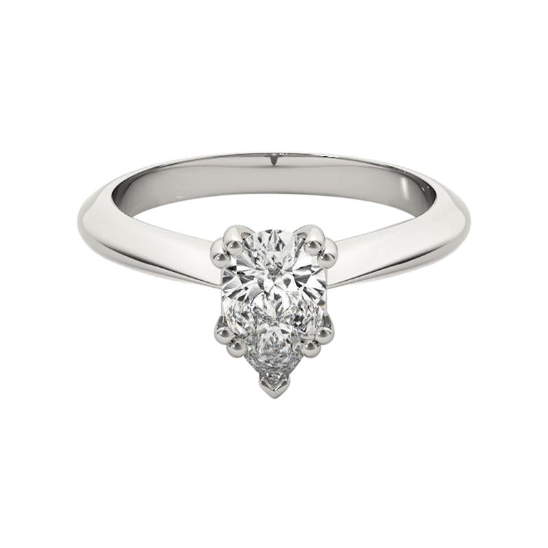 GIA 1,7ct Pear Solitaire Double Prong Cathedral Anello con diamanti in oro bianco 18K