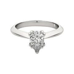GIA 1.7ct Pear Solitaire Double Prong Cathedral 18K White Gold Diamond Ring