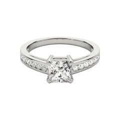 GIA Bague à diamant cathédrale de 1.7ct Princesse à une rangée en serti-canal