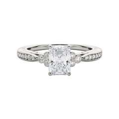 GIA 1.7ct Radiant Bezel Antique Ribbon Prong Bridge White Gold Diamond Ring