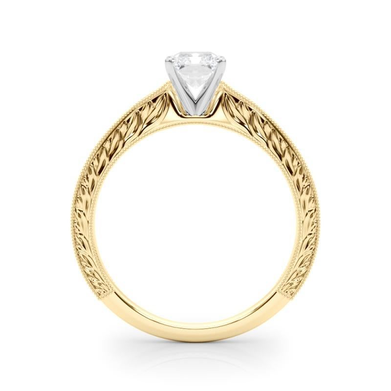 GIA 1.7ct Radiant Classic Solitaire Antique Gravé Bague diamant en or jaune Neuf - En vente à New York, NY