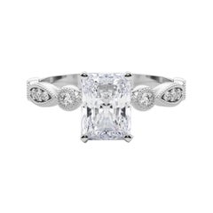 GIA 1.7ct Radiant Marquise & Round Milgrain Bezel Diamond Ring