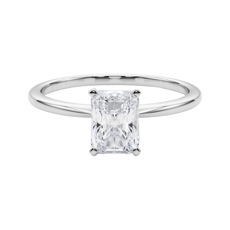 GIA 1.7ct Radiante Slim Band Prong Set Solitaire  Anillo de diamantes