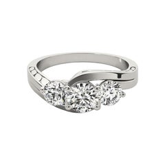 GIA 1,7ct Rund 3-Stein Graviert Gebogener Schaft  Diamantring