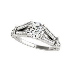 GIA 1.7ct Round Antique Engraved Split Shank  Diamond Ring