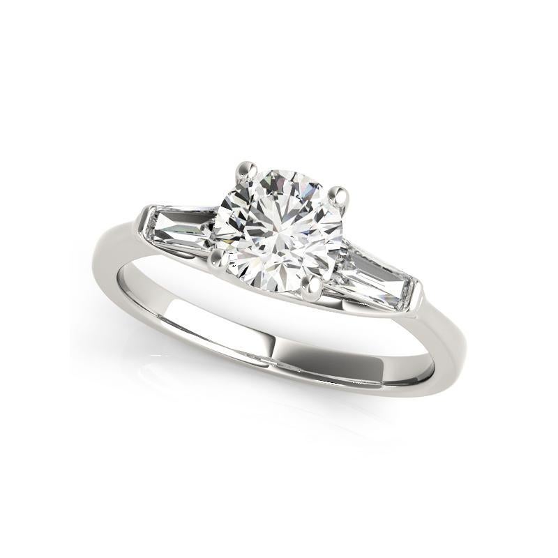 GIA 1,7ct Rund & Baguette 3-Stein verdreht Prong  Diamantring (Rundschliff) im Angebot