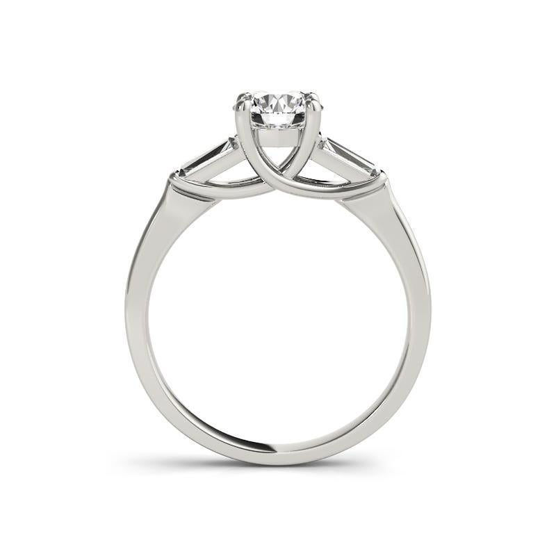 GIA 1,7ct Rund & Baguette 3-Stein verdreht Prong  Diamantring im Zustand „Neu“ im Angebot in New York, NY
