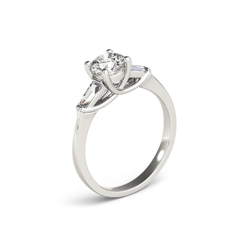 GIA 1,7ct Rund & Baguette 3-Stein verdreht Prong  Diamantring Damen im Angebot