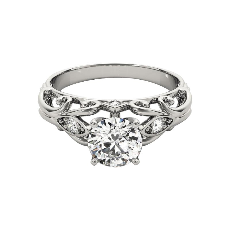 GIA 1,7ct Anello di diamanti d'epoca a filigrana con traliccio rotondo da giardino
