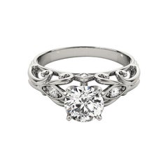GIA 1.7ct Round Garden Trellis Filigree Vintage Diamond Ring