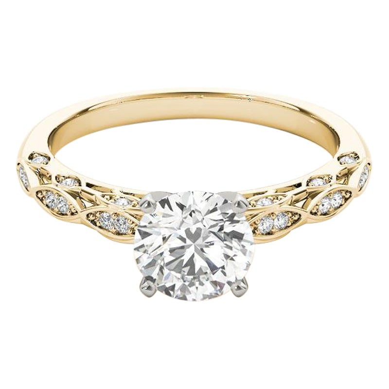 GIA 1,7 carati di diamante rotondo multilivello Marquise Trellis in oro giallo 18 carati in vendita